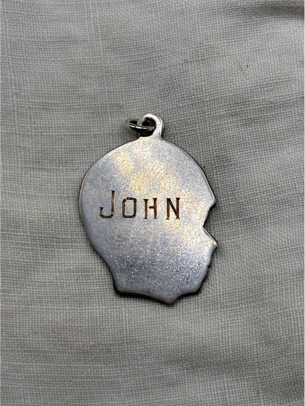 Vintage Sterling Silver Boy Head Charm with "John/Bill" Engraving